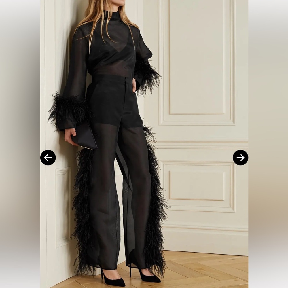 Black Feathered Pants